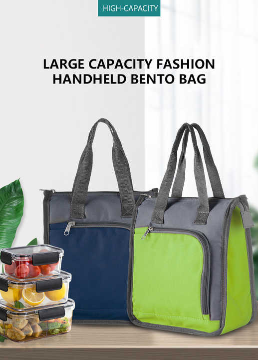Red Portable Insulated Lunch Bag for Office, Picnic, and Grocery Use
